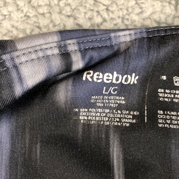 Reebok Leggings Womens Large Gray Blue Stretch Skinny Leg Yoga Workout‎ Gym Logo - Picture 3 of 9